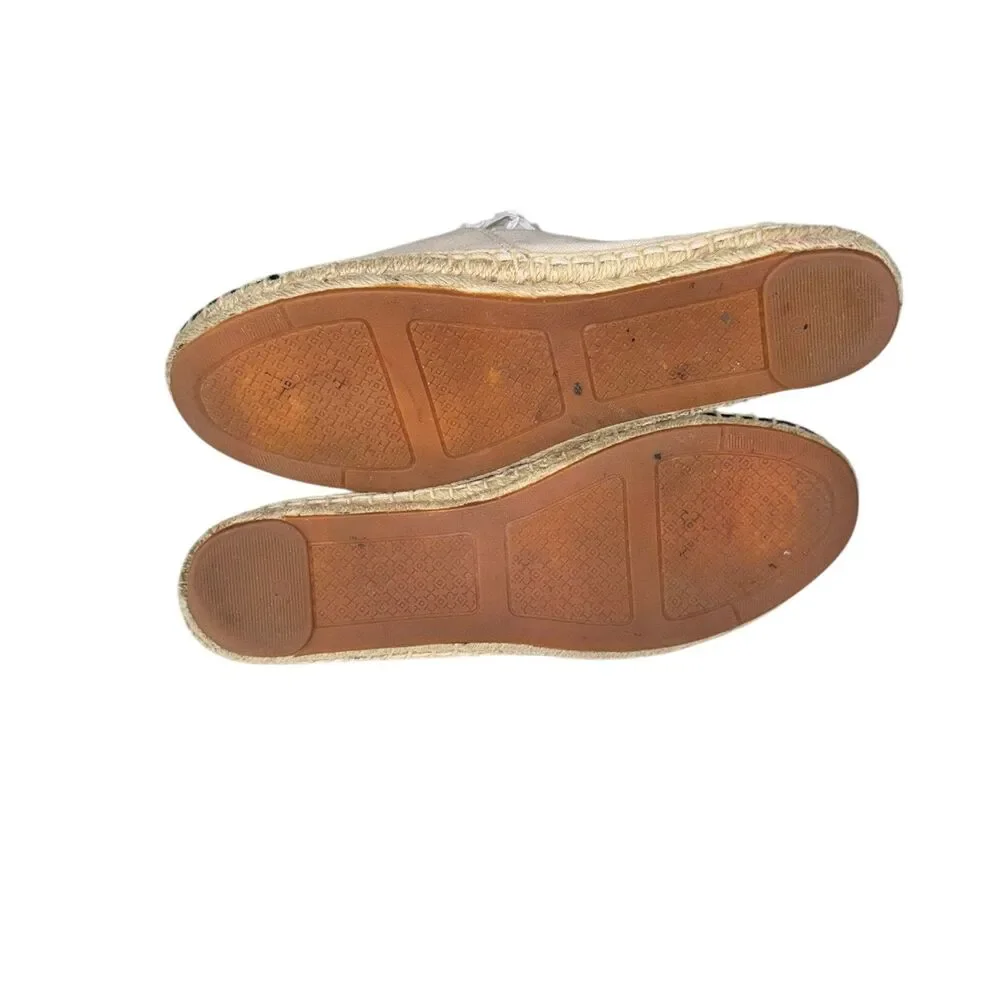 Tory Burch Canvas Color Block Flat Espadrille size 10.5‎ Black And Tan